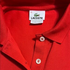 Lacoste Red Women's Short-Sleeve Polo with Contrast Buttons